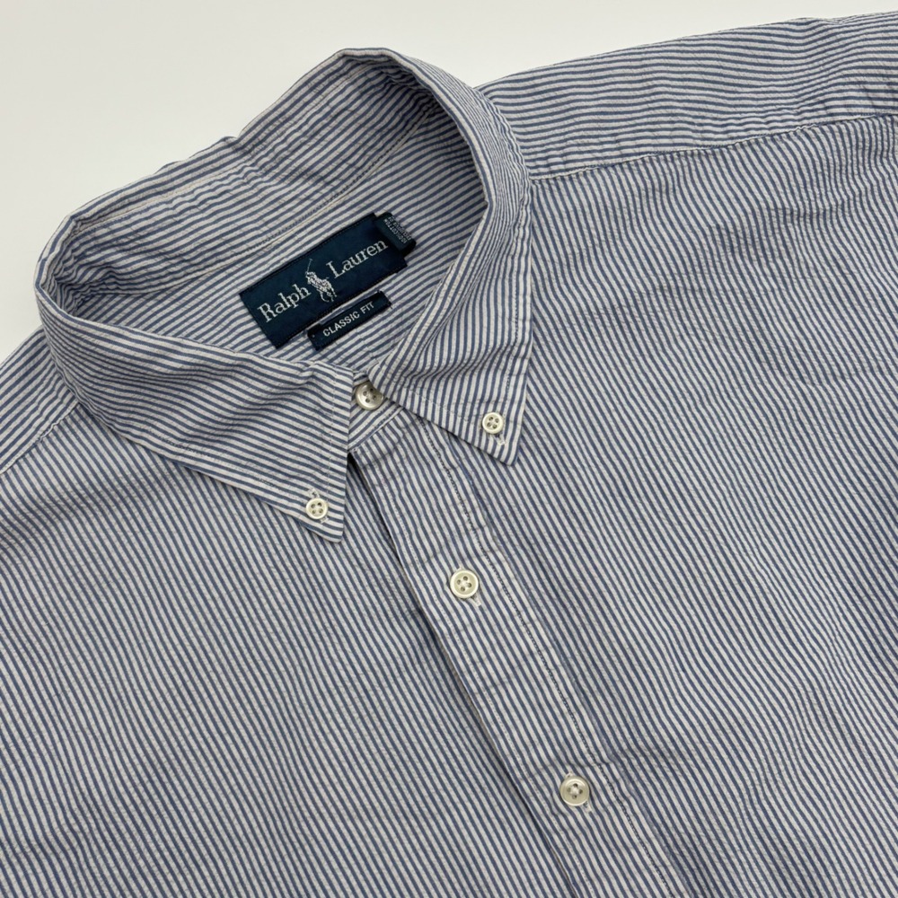 Ralph Lauren Classic Fit Seersucker Striped Short Sleeve Button Shirt 2XLT Tall‎